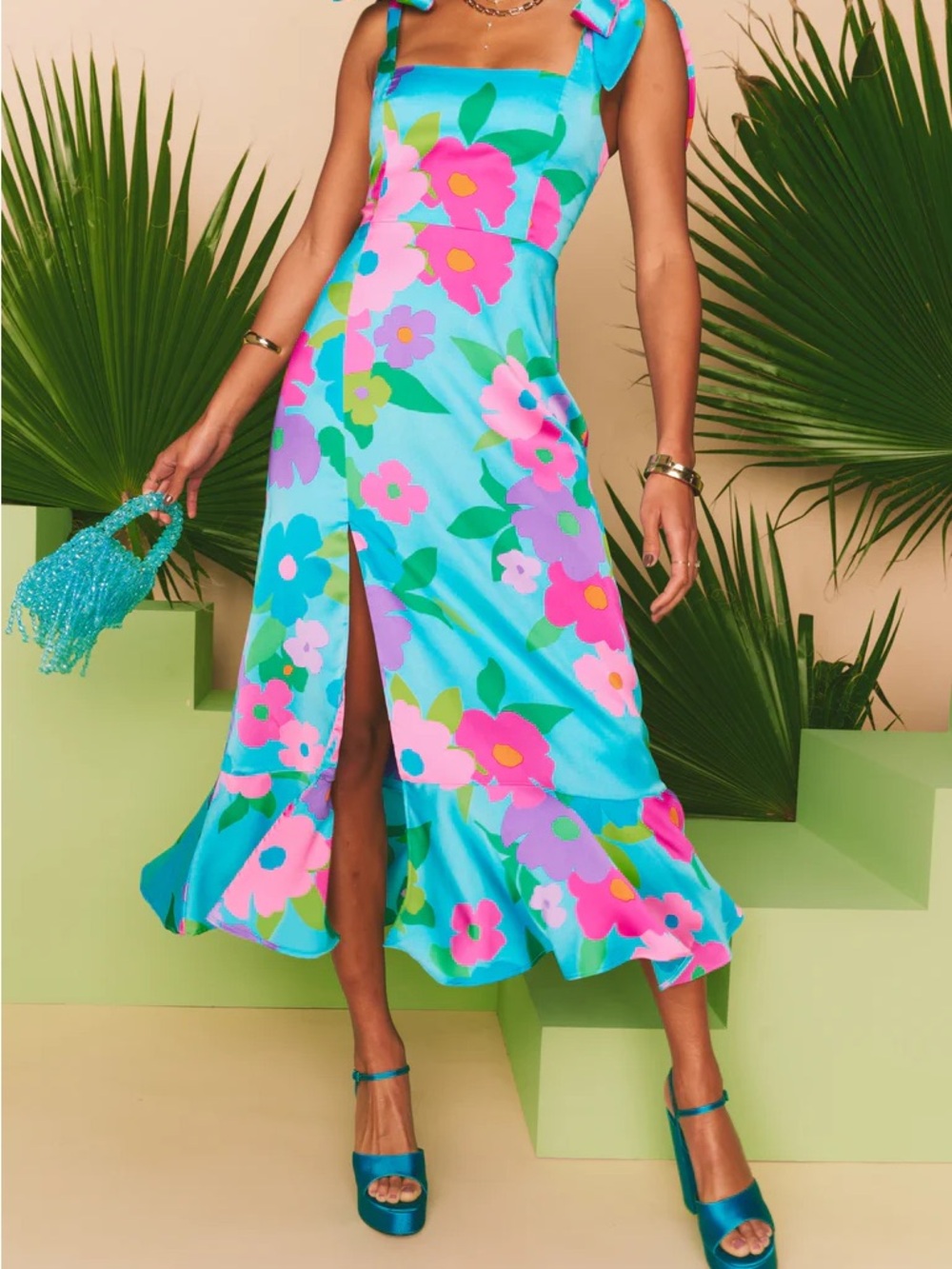Show Me Your Mumu Garden Midi Dress in the Multi Piccadilly Floral print. Sz SM